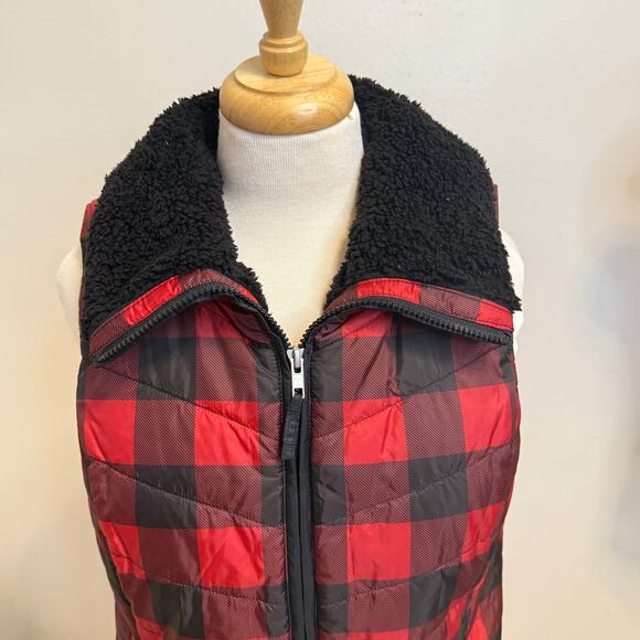 Talbots Primaloft Sherpa-Lined Plaid Full Zip Vest Size M Petite Gorpcore Preppy - Picture 4 of 10